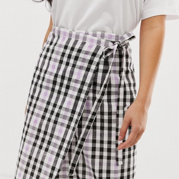 ASOS Gingham Midi Wrap Skirt - Picture 3 of 9